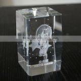2016 High Quality 3d Laser Engraved Crystal Cube for Paperweight Gift