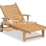 Assembling Outdoor Wood Chaise Lounge Wooden Pool Sun Loungers With Wheels thumbnail-1