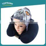 Toprank Custom Elastic Fabric Printed Animal Travel Hoodie Neck Pillow U Shape Microbead Travel Neck Pillow With Hoodie thumbnail-5