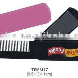 Foldable plastic travel cosmetic mirror set custom logo cheap mirror with comb