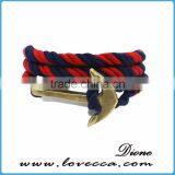 Customized Braided Leather Stainless Steel Hook Anchor Bracelet thumbnail-1