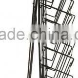 2 Tiers Modern Black Newspaper Stand Metal Wire Magazine Display Rack thumbnail-4