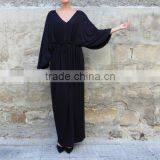 2017 Spring Summer Black Elegant Long Sleeve Maxi Evening Dress For Fat Women Casual Caftan HSD5976 thumbnail-2