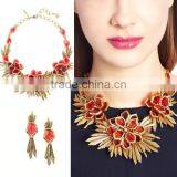 Luxury Brass Plated Alloy Choker Necklace &earrings for Women thumbnail-1