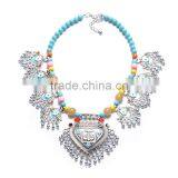 Europe and the United States Exaggerate the New Beads Chain Necklace Spring Summer Alloy Fan-shaped Pendant Vintage Jewelry thumbnail-1