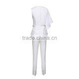 White Lotus Leaf Sleeveless High Neck Design of Blouse Latest Fashion Blouse Patterns thumbnail-5