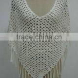 Crochet Cotton Lady's Poncho With Tassel thumbnail-1