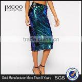 MGOO Special Branded Design Women Sequin Slinky Skirts Green Shinning Midi Party Skirts For Ladies 15145B391 thumbnail-1