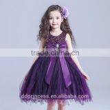 2017 Girl Party Wear Western Dress Elegant Dress Big Bow Purple Dress thumbnail-1