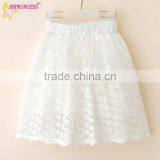 Chlidren Lace Trim Pleated Embroidered Short Skirts Of Wide Out Lined