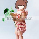 Summer Wear Cotton Clothes Simple Red Stripe Baby Romper For Newborns thumbnail-4