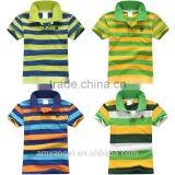 New Design 200 Grams Urban 100% Cotton Oem Stripes Print Style Customized Embroidered Logo Polo Shirts For Kids thumbnail-2