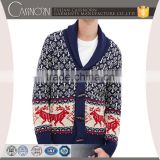 shawl collar jacquard deer patterns mens cardigan christmas ugly sweater