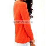 Simple Soft Slub 100% Cotton Round Neck Female Pullover Sweater thumbnail-2