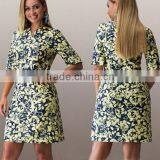 Hot Sale Euro Fashion L-6XL Printed Polyester Fat Women Dress Round Neck Long Sleeve Bodycon Plus Szie Dress for Women thumbnail-3