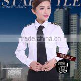 Juqian Custom Top Quality Airline Uniform Long Sleeve Women White Cotton Commander Women Pilot Uniform Shirt in China thumbnail-1