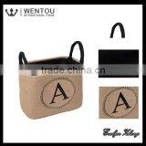 Wholesale Monogramed Burlap Storage Bin With Handles thumbnail-6