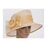 Ivory Natural Sinamay Womens Church Hats With 9cm Brim For Banquet , Summer Sun Hat thumbnail-1