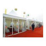 White Pagoda Big Trade Show Canopy Tents With Clear Glass Wall And Door