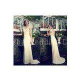 Lace Womens Wedding Dresses Capped Sleeves Open Back Applique Ruffle Court Train Ivory Bridal Dress thumbnail-1