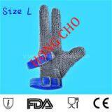 Three digits protection! three finger stainless steel mesh safety gloves metal mesh knife gloves metal safety work glove