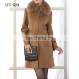 100% Cashmere Coat with Fur collar for women