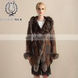 Elegant Style Sheep Fur Leather Overcoat Double Face Fur Coat Fox Fur Hooded Lamb Fur Skirt Jacket thumbnail-1