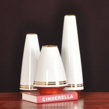 Light Luxury Chimney Creative Gild White Green Ceramic Plant Vase For Dry Flower Decor thumbnail-5