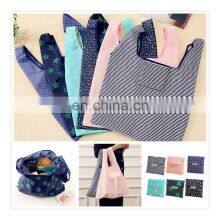 Stripe Foldable Green Shopping Bag Large Nylon Bags Thick Bag Foldable Waterproof Shoulder Handbag Eco-Friendly Reusable thumbnail-1