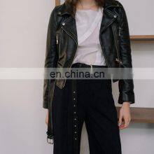 Spring Fashion Women Smooth Motorcycle Faux Leather Jackets Ladies Long Sleeve Autumn Winter Office Streetwear Jacket thumbnail-5