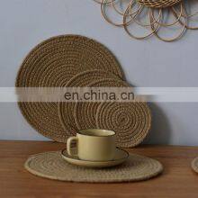 OEM Affordable Bamboo Table Mat Dining Plate Wholesale Natural Round Woven Placemat thumbnail-5