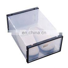 Amazon Hot sale clear transparent shoe box in taizhou drop front clear shoe box front opening plastic shoe box for promotion