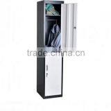 2 Door KD Vertical Clothes Hanging Steel Wardrobe Gym Locker thumbnail-1