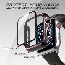 Hot Sale Glass Full Cover Plastic Protective Cases for Apple Watch 6 SE 5 4 3 2 Shiny Zircon PC Frame Bumper Cover for IWatch thumbnail-5