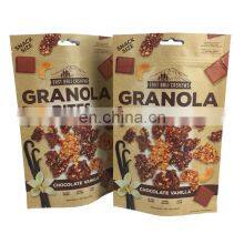 Custom Snack Nut Packing Biodegradable Stand Up Pouches Kraft Paper Bag With Zipper For Food Packaging