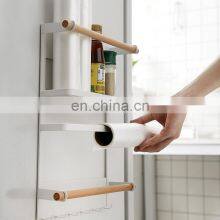 Hot Sale Simple Wrought Iron Roll Paper Towel Storage Bag Storage Magnetic Kitchen Storage Rack Refrigerator Organizer Wall Hold thumbnail-3