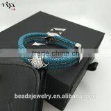 2016 New Arrival Luxury Silver Plated Exotic Genuine Stingray Man Skull Bracelet For Man thumbnail-1