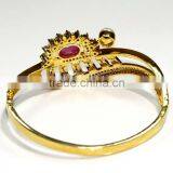Gold Finish Ethnic, Zirconia,Pearl,Ruby Bracelet Jewelry Design With Meenakari (Enamal) . 22 K Gold Plated Jewellery thumbnail-4