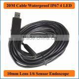 20M Cable Length Inspection Camera IP66 Waterproof 10mm Lens Mini USB Endoscope Camera Borescope Tube Snake Scope 4 LEDs thumbnail-1
