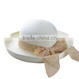 Sun Protection Straw Hats Cute Bowknot Ribbon Formal Bowler Hat thumbnail-2