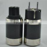 Acrolink Rhodium Plated Schuko Power Plug + IEC Carbon Fiber Metal Chassis Connector 1pair