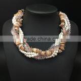 European And American Big Crystal Shell Multilayer Woven Exaggerated Pendant Necklace thumbnail-1
