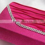 Ladies Simple Style Rhinestone Handbag Ruffled Party Satin Bag thumbnail-3