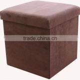 Suede Foldable Ottoman thumbnail-1