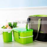 Fashion Plastic Lunch Box Bento With Travel Cup in Felt Cooler Bag thumbnail-2