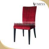 Wholesale Luxury Wood Look Legs Dining Chair Modern With Red Fabric thumbnail-5