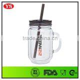 Bpa Free Double Wall Wholesale 20oz Plastic Mason Jar Mug With Metal Lid and Straw thumbnail-5