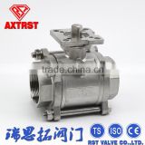3PC SS Float Ball Valve with Direct Mounting Pad & Wenzhou CF8M 1000WOG Thread Valve