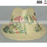 Cheap Men Straw Hats Hot Sale Paper Hat Printed Fedora Hat