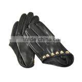 Hot Selling Fashion Half a Palm Rivet Decoration Sheepskin Drving Leather Gloves thumbnail-1